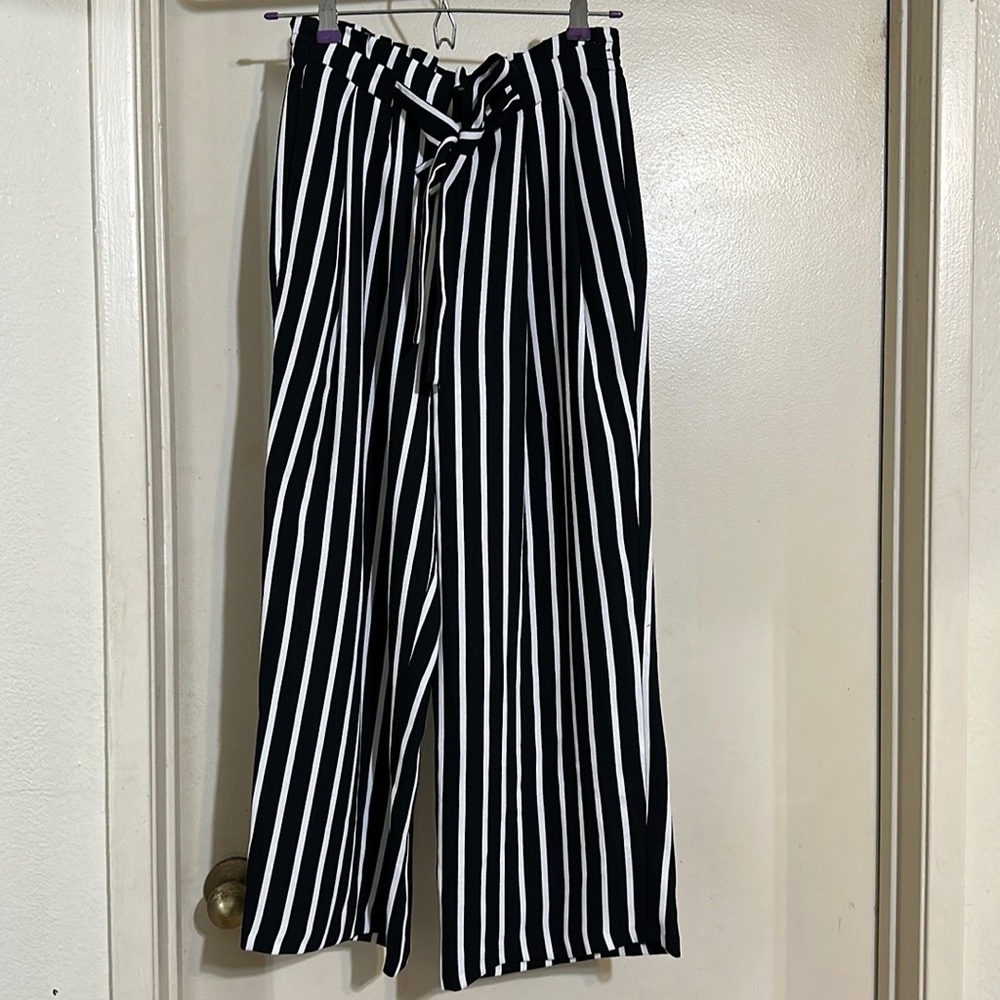 Zara striped wide leg crops